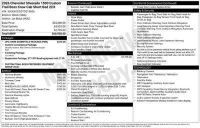 2026 Chevrolet Silverado 1500 Custom Trail Boss